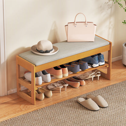 Shoe Rack Bench With Storage 2-Tier Rubberwood, Beige Shoe Racks & Storage Benches Beige at Gallery Canada