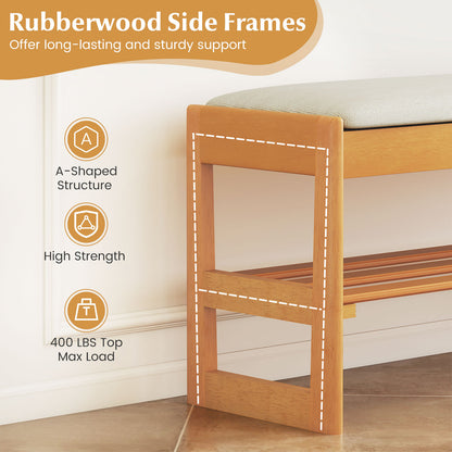 Shoe Rack Bench With Storage 2-Tier Rubberwood, Beige Shoe Racks & Storage Benches at Gallery Canada
