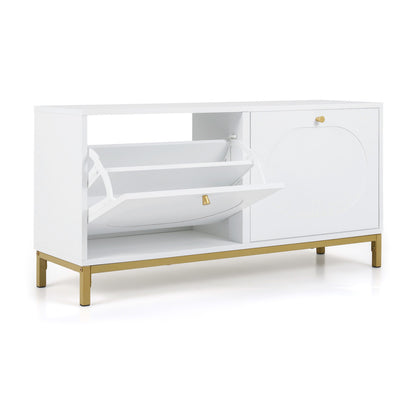 Shoe Storage Bench Narrow Entryway Bench with 2 Flip Drawers Adjustable Shelves, White Shoe Racks & Storage Benches at Gallery Canada