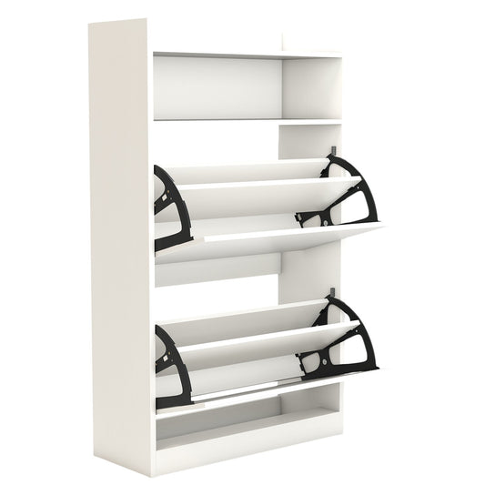 Shoe Storage Cabinet Hidden Shoe Rack with 2 Flip Drawers Adjustable and Removable Shelves, White Shoe Racks & Storage Benches White at Gallery Canada