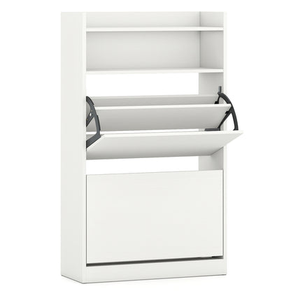 Shoe Storage Cabinet With 2 Flip Drawers, Adjustable Shelves, White Shoe Racks & Storage Benches at Gallery Canada
