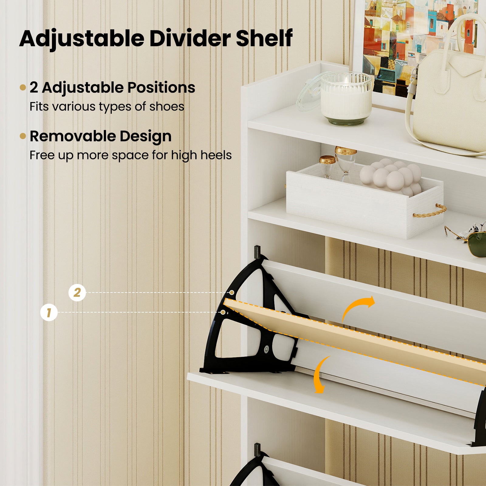 Shoe Storage Cabinet With 2 Flip Drawers, Adjustable Shelves, White Shoe Racks & Storage Benches at Gallery Canada