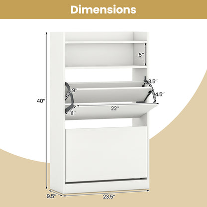 Shoe Storage Cabinet With 2 Flip Drawers, Adjustable Shelves, White Shoe Racks & Storage Benches at Gallery Canada