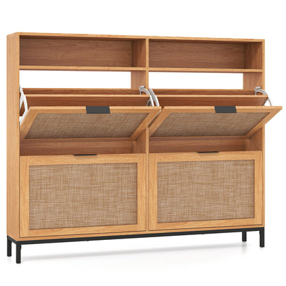 Shoe Storage Cabinet, 4 Flip Drawers, Adjustable Shelves, Natural Shoe Racks & Storage Benches at Gallery Canada