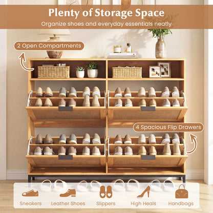 Shoe Storage Cabinet, 4 Flip Drawers, Adjustable Shelves, Natural Shoe Racks & Storage Benches at Gallery Canada