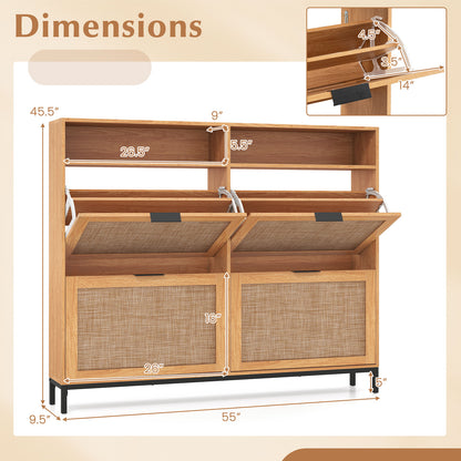Shoe Storage Cabinet, 4 Flip Drawers, Adjustable Shelves, Natural Shoe Racks & Storage Benches at Gallery Canada
