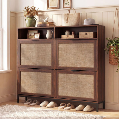 Shoe Storage Cabinet, 4 Flip Drawers, Adjustable Shelves, Natural Shoe Racks & Storage Benches at Gallery Canada