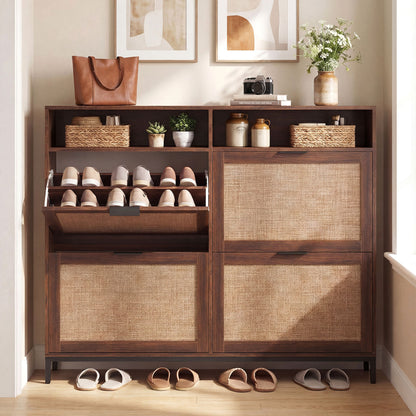Shoe Storage Cabinet, 4 Flip Drawers, Adjustable Shelves, Natural Shoe Racks & Storage Benches at Gallery Canada