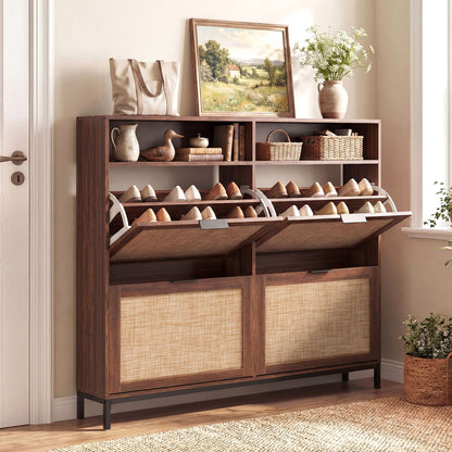 Shoe Storage Cabinet, 4 Flip Drawers, Adjustable Shelves, Natural Shoe Racks & Storage Benches at Gallery Canada