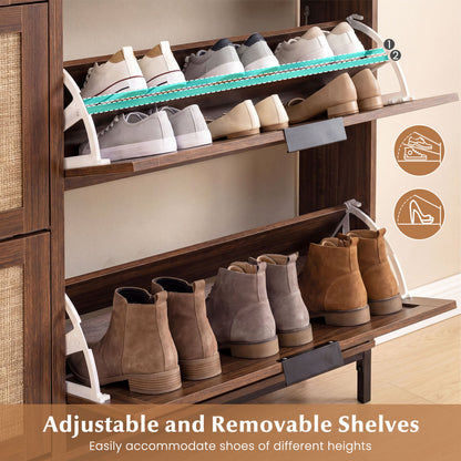 Shoe Storage Cabinet, 4 Flip Drawers, Adjustable Shelves, Natural Shoe Racks & Storage Benches at Gallery Canada