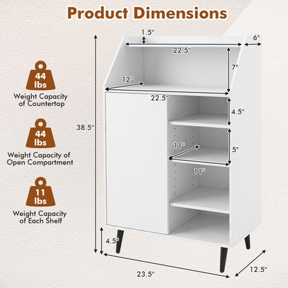 Shoe Storage Cabinet with 2-Tier Open Compartment and 4-Tier Adjustable Shelf, White