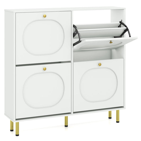 Shoe Storage Cabinet, 4 Flip Drawers, White Shoe Racks & Storage Benches White at Gallery Canada