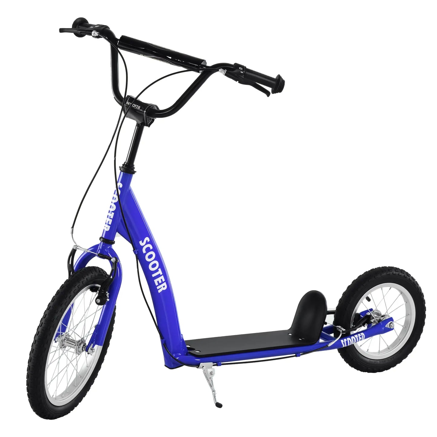 Kids Scooter, Adjustable Handlebar, Dual Brakes, Inflatable Wheels, Age 5+, Blue Scooters at Gallery Canada