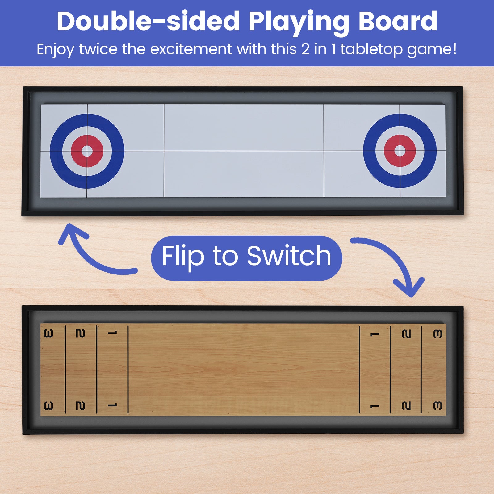 Shuffleboard & Curling 2-in-1 Board Game, Portable Tabletop Game Room at Gallery Canada