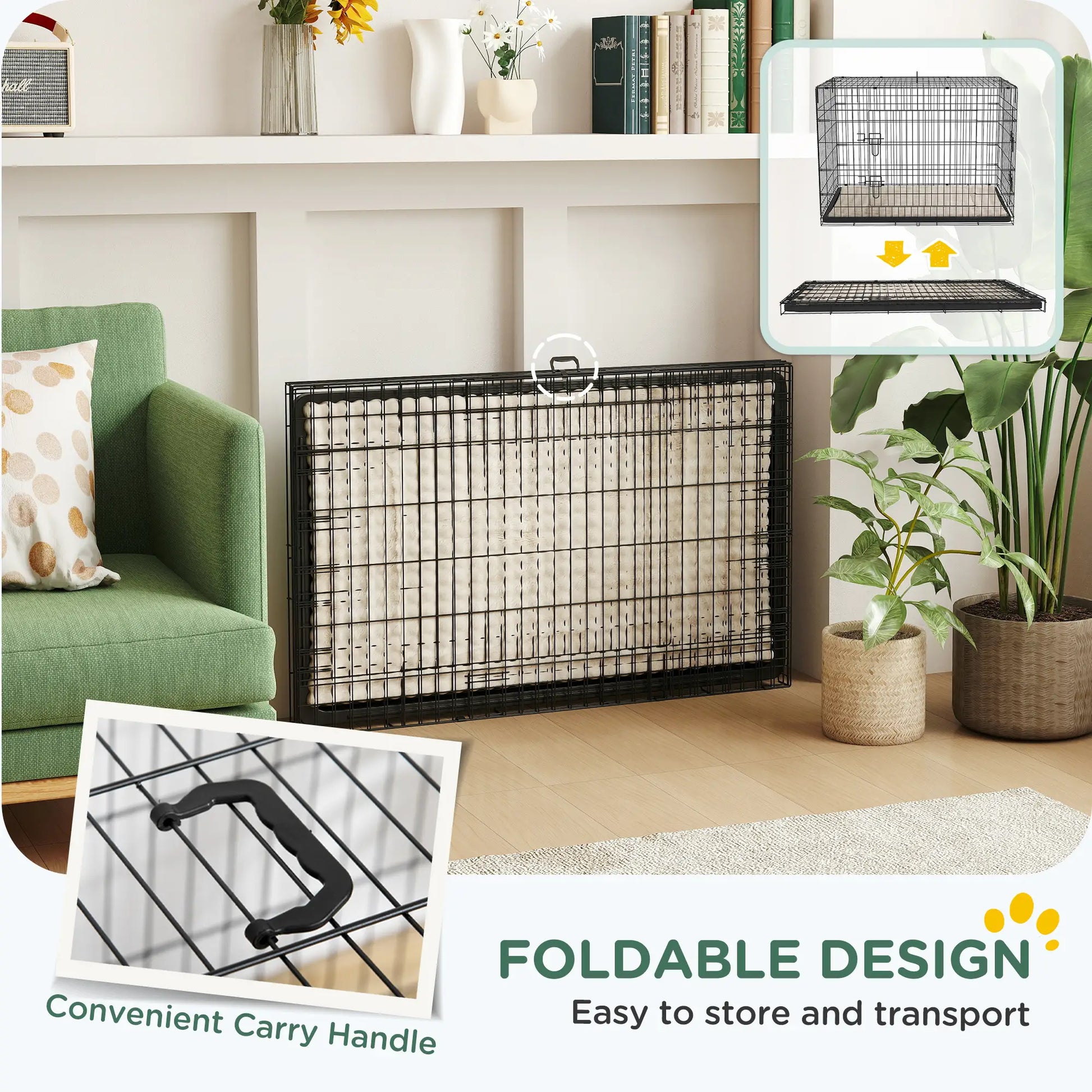 41" Folding Metal Dog Crate, 2 Doors, Removable Tray, Black Houses, Kennels & Pens at Gallery Canada