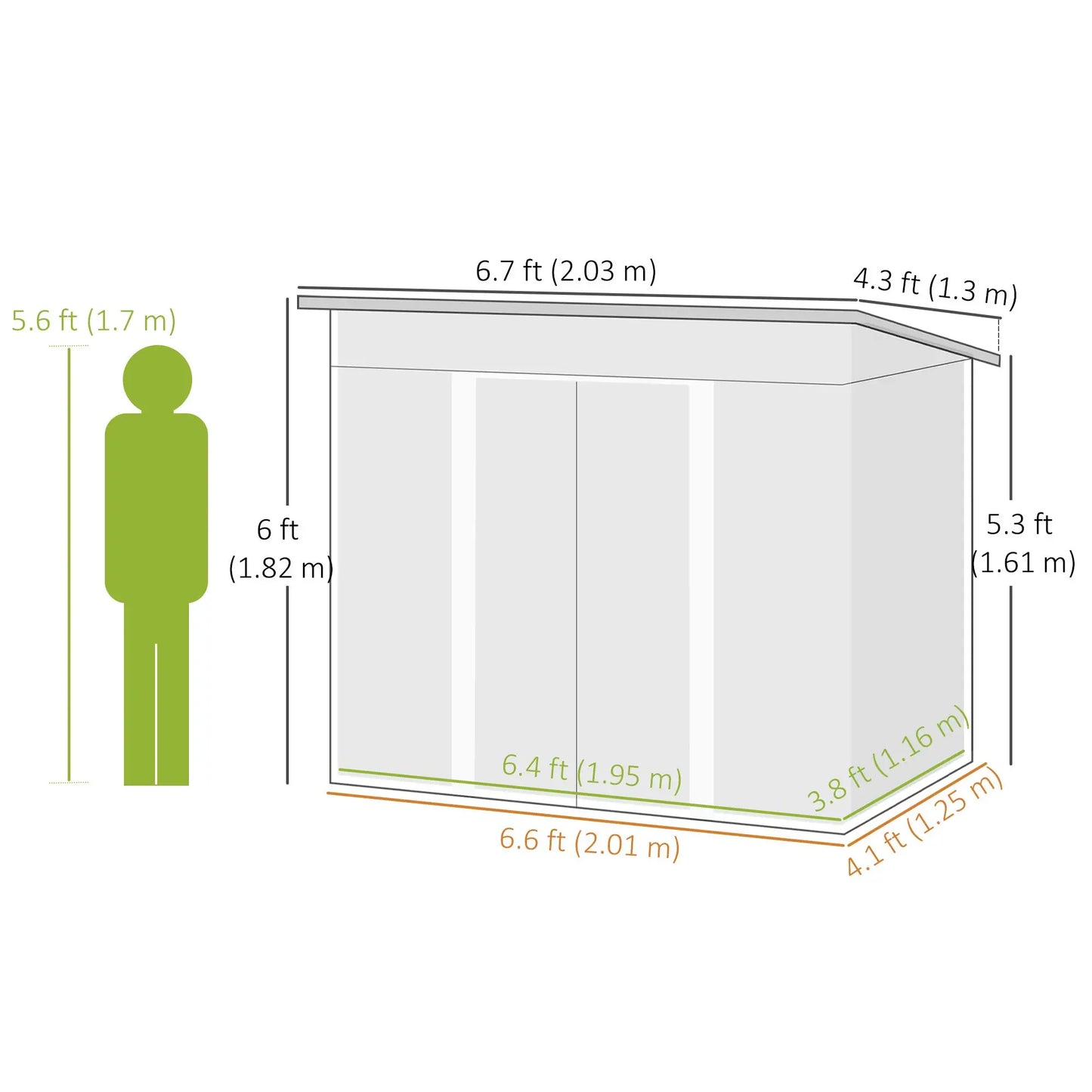 7'x 4' Metal Patio Storage Shed, Garden Tool Utility Unit, Green Sheds at Gallery Canada