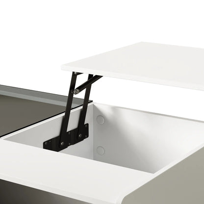 LED Coffee Table, Glass Top with Storage, 43.5" L x 21.5" W x 15.5" H, White Coffee Tables at Gallery Canada