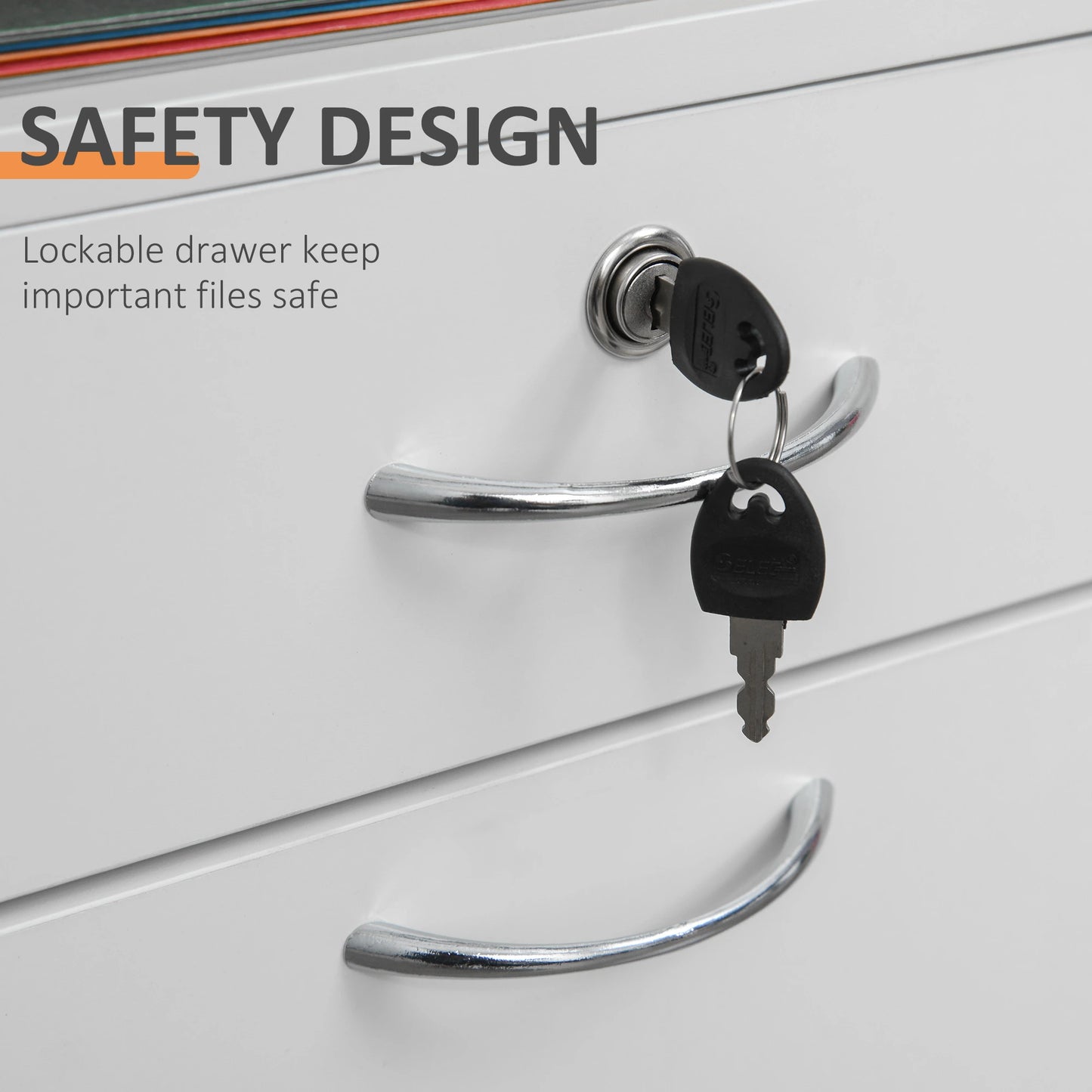 24" Vertical Filing Cabinet with Lock, Mobile, White Office Cabinets & Cupboards at Gallery Canada