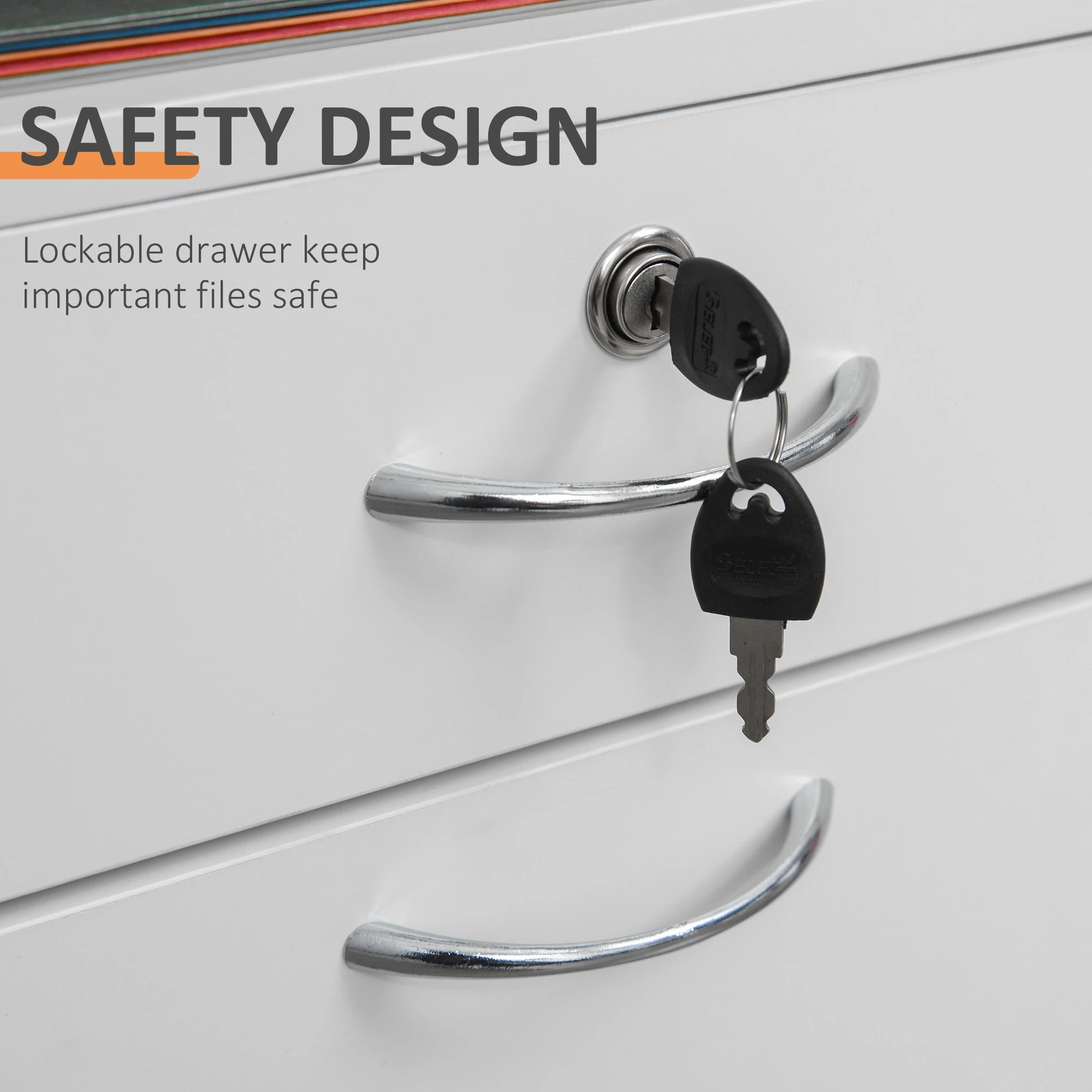 24" Vertical Filing Cabinet with Lock, Mobile, White Office Cabinets & Cupboards at Gallery Canada