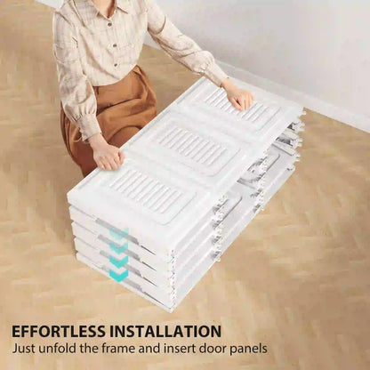 Portable Wardrobe, Foldable Plastic Closet, 8 Compartments, 2 Hanging Rods, White Clothing Storage at Gallery Canada