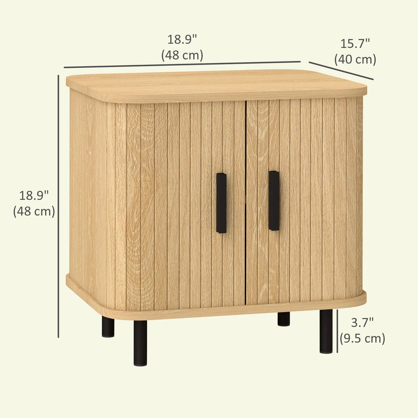 Nightstand Set of 2, Side Table with Shutter Doors, Steel Frame, Oak Bedside Tables at Gallery Canada