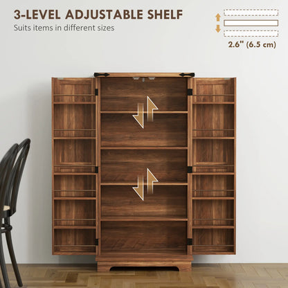 Armoire de cuisine de 47 pouces, étagères ajustables, marron