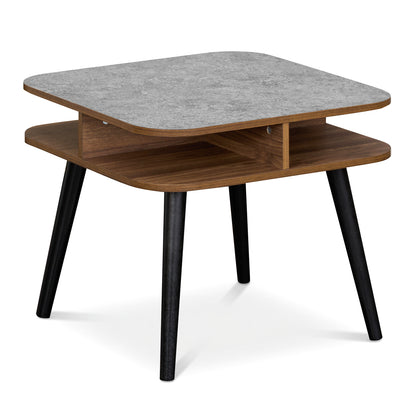 Faux Marble Side Table With Storage Shelves, Walnut End & Side Tables at Gallery Canada