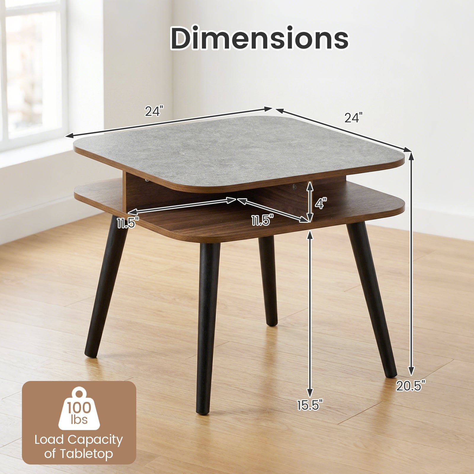 Faux Marble Side Table With Storage Shelves, Walnut End & Side Tables at Gallery Canada