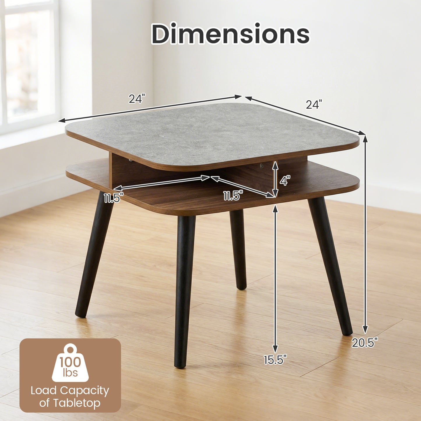 Faux Marble Side Table With Storage Shelves, Walnut End & Side Tables at Gallery Canada