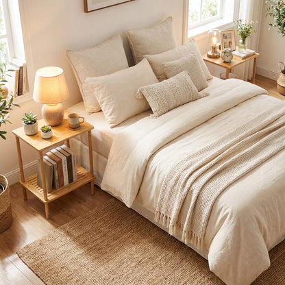 Side Table Set of 2 2-Tier Bamboo End Table with Storage Shelves Rectangular Tea Sofa Table, Natural End & Side Tables at Gallery Canada