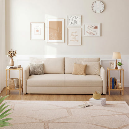 Side Table Set of 2 2-Tier Bamboo End Table with Storage Shelves Rectangular Tea Sofa Table, Natural End & Side Tables at Gallery Canada