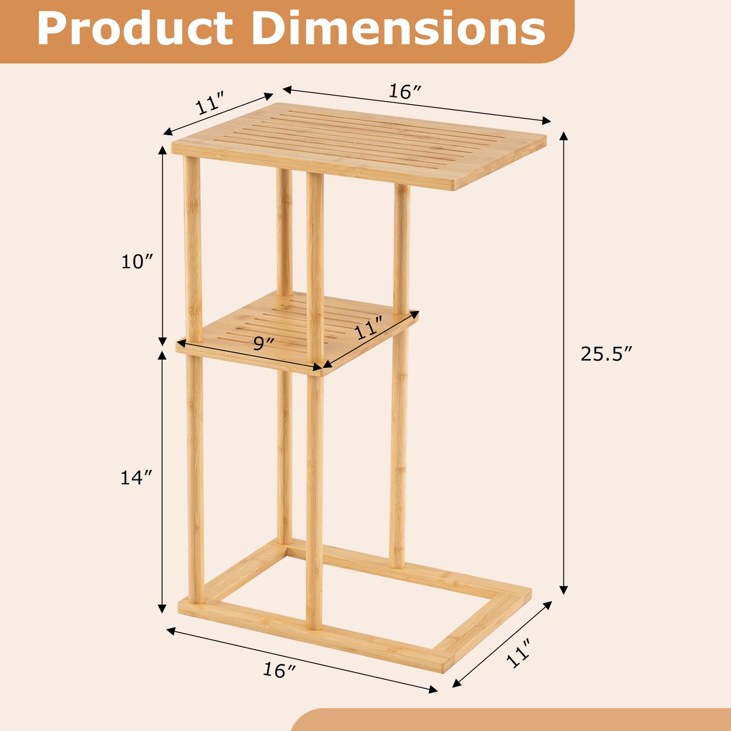 Side Table Set of 2 with Storage Shelves and Bamboo Construction, Natural End & Side Tables at Gallery Canada