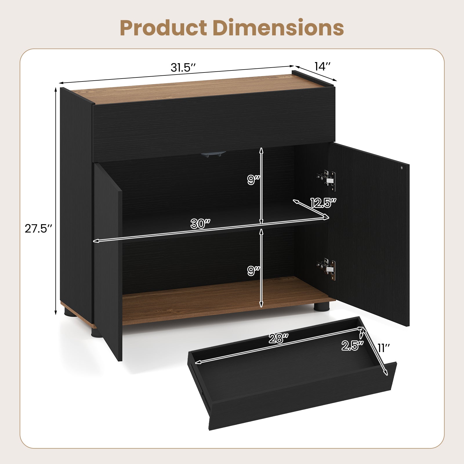 Wooden Sideboard Buffet Cabinet, Storage Kitchen Cabinet, Black Sideboards Cabinets & Buffets at Gallery Canada