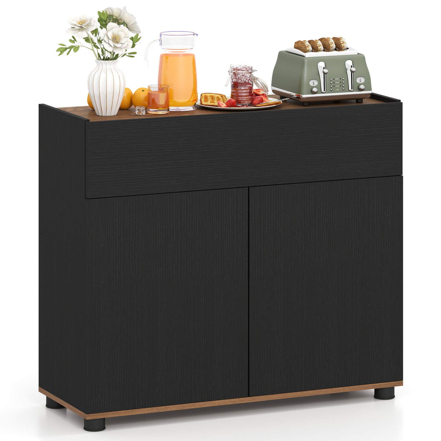 Wooden Sideboard Buffet Cabinet, Storage Kitchen Cabinet, Black Sideboards Cabinets & Buffets Black at Gallery Canada