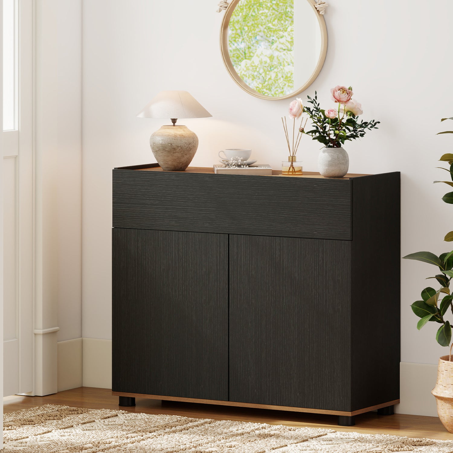 Wooden Sideboard Buffet Cabinet, Storage Kitchen Cabinet, Black Sideboards Cabinets & Buffets at Gallery Canada
