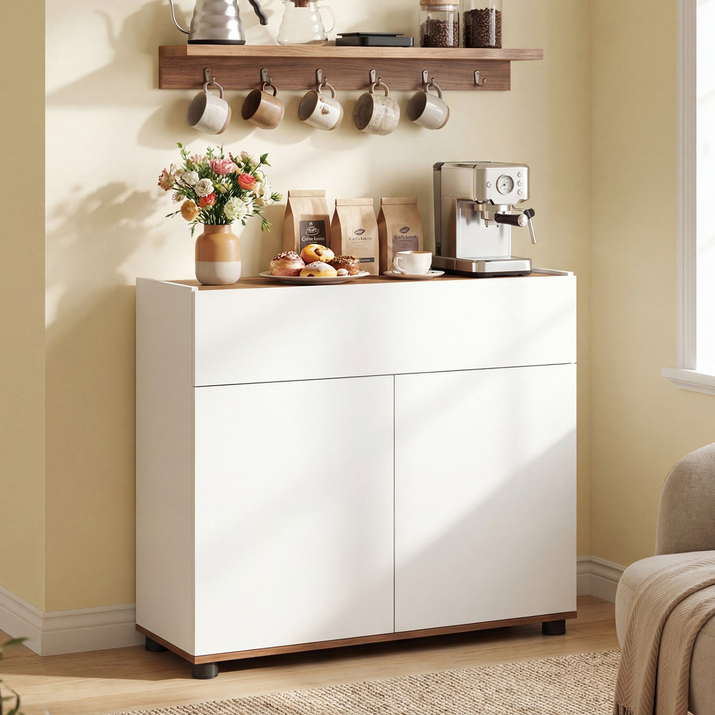 Sideboard Buffet Cabinet, Wooden Kitchen Storage, White Sideboards Cabinets & Buffets at Gallery Canada