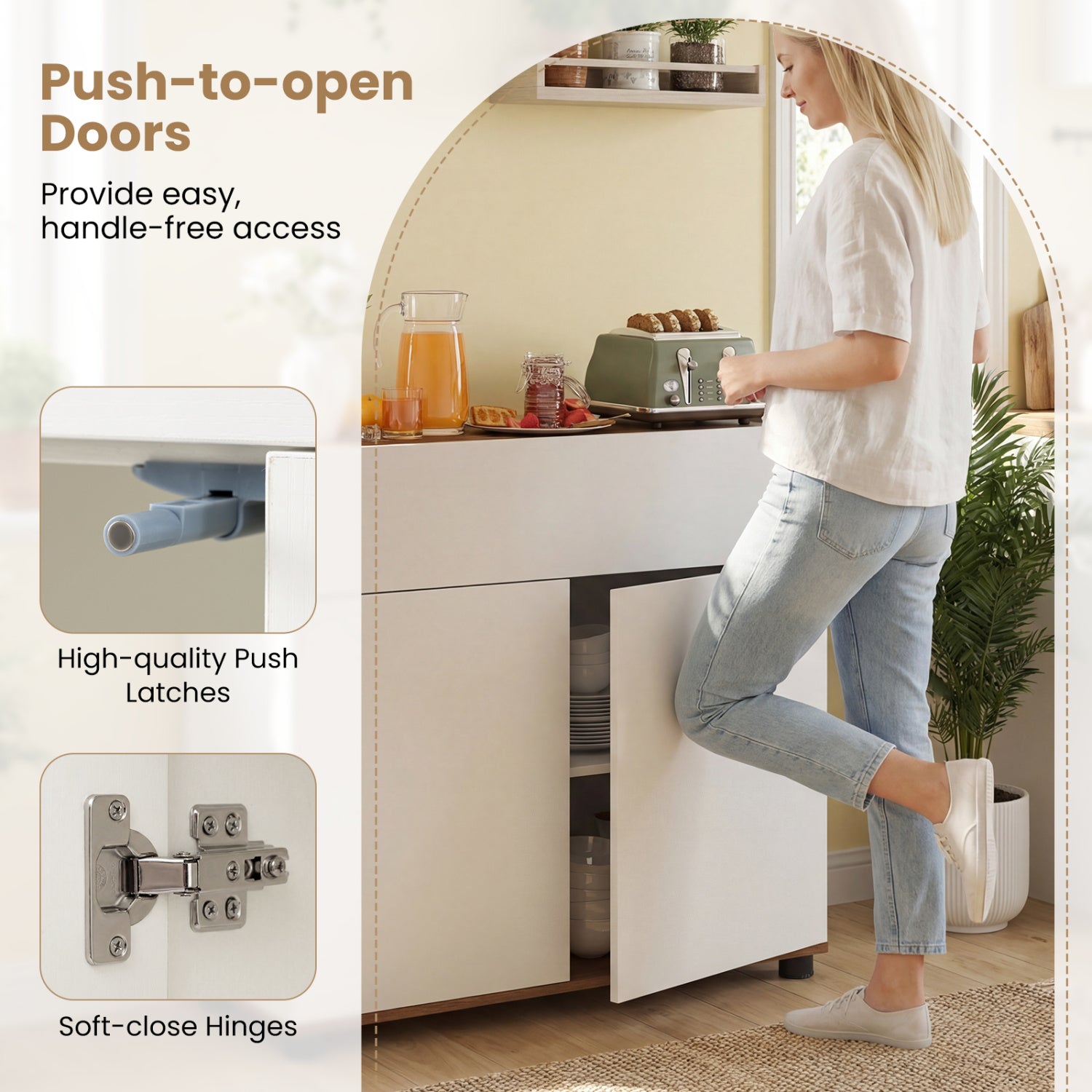 Sideboard Buffet Cabinet, Wooden Kitchen Storage, White Sideboards Cabinets & Buffets at Gallery Canada