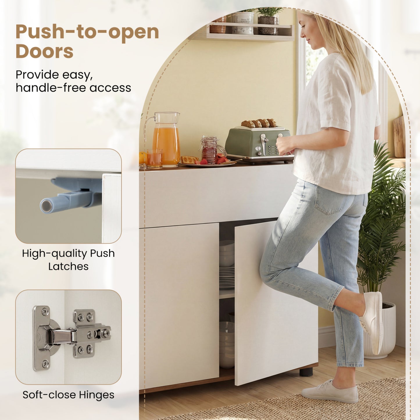 Sideboard Buffet Cabinet, Wooden Kitchen Storage, White Sideboards Cabinets & Buffets at Gallery Canada