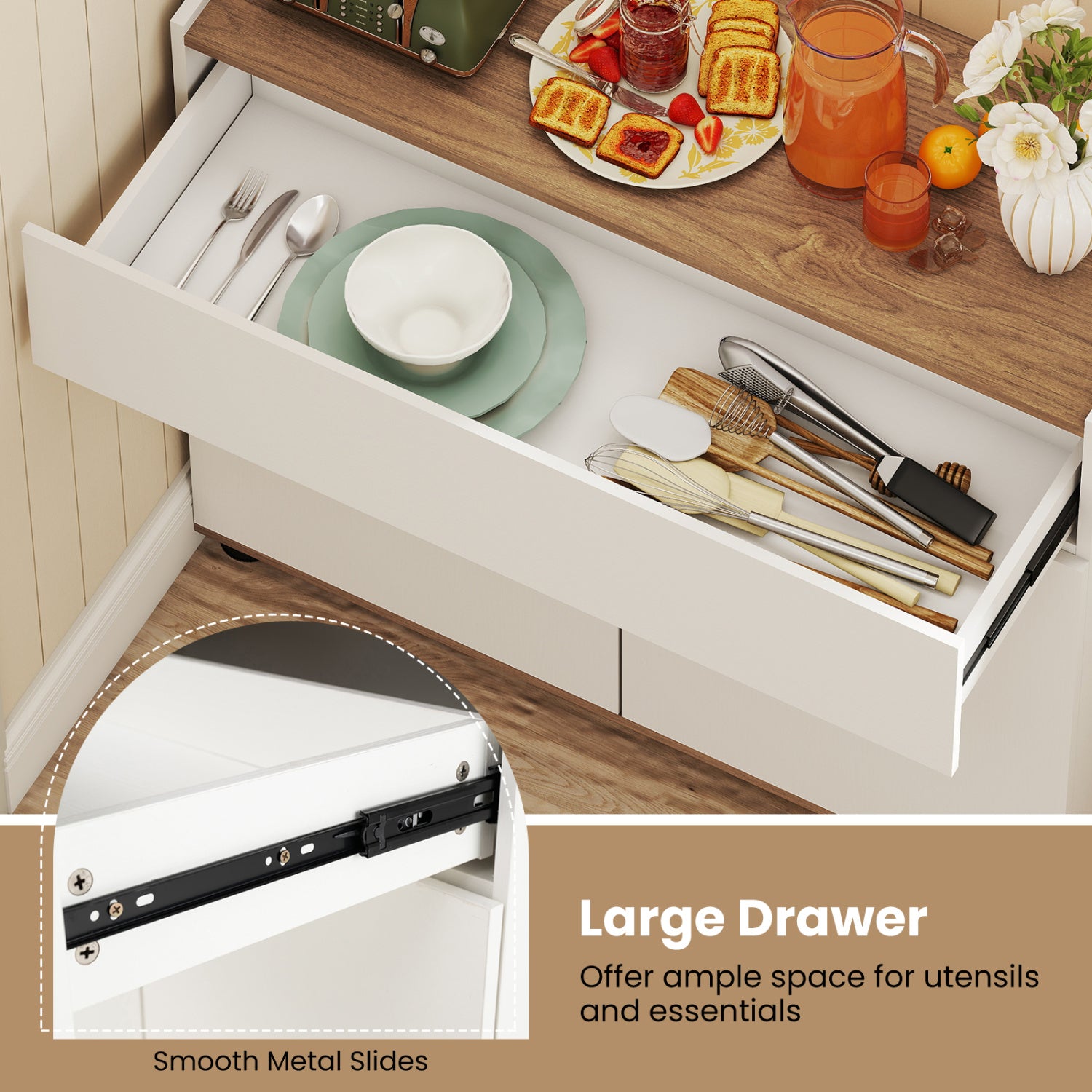 Sideboard Buffet Cabinet, Wooden Kitchen Storage, White Sideboards Cabinets & Buffets at Gallery Canada