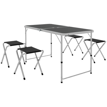 Folding Picnic Table With Chairs, 47.2" L x 23.6" W x 21.7"-27.6" H, Black Picnic Tables & Camping Chairs at Gallery Canada