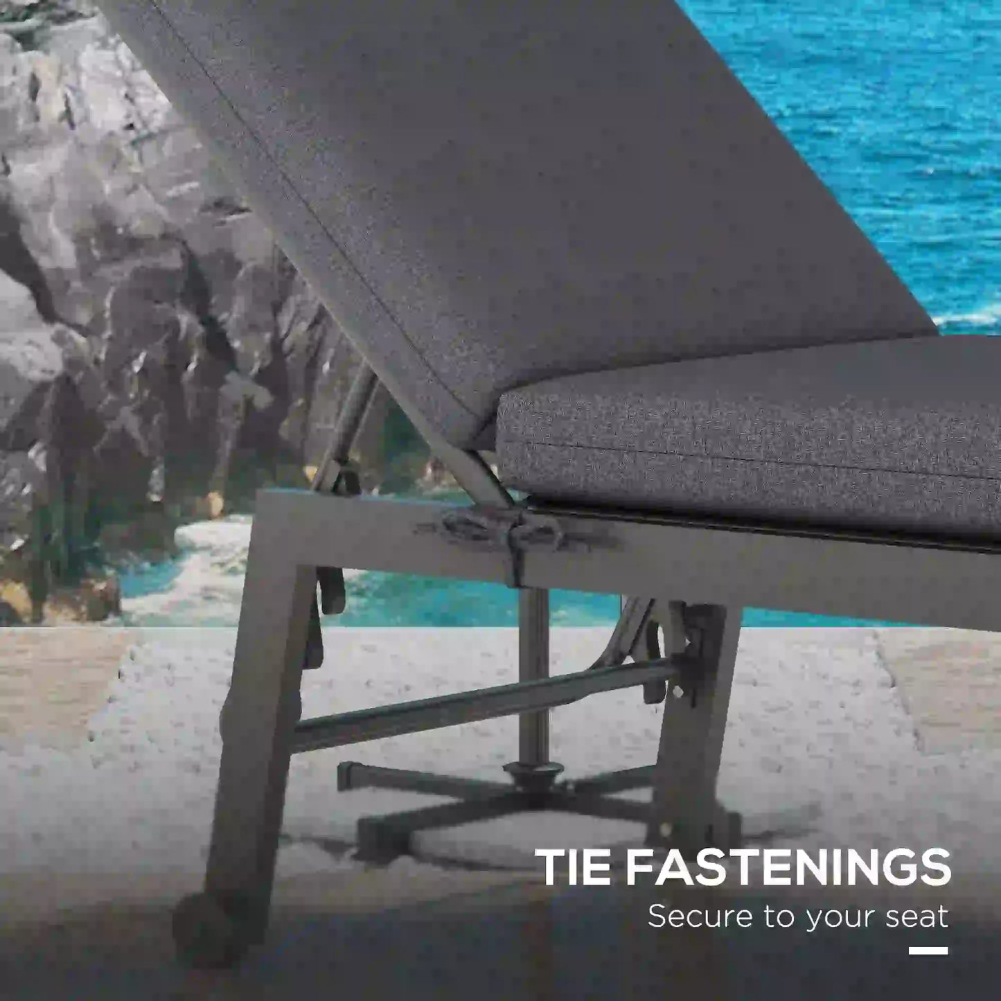 2-Piece Patio Chair Cushion Set with Ties, Indoor Outdoor, Grey Patio Chair Cushions at Gallery Canada
