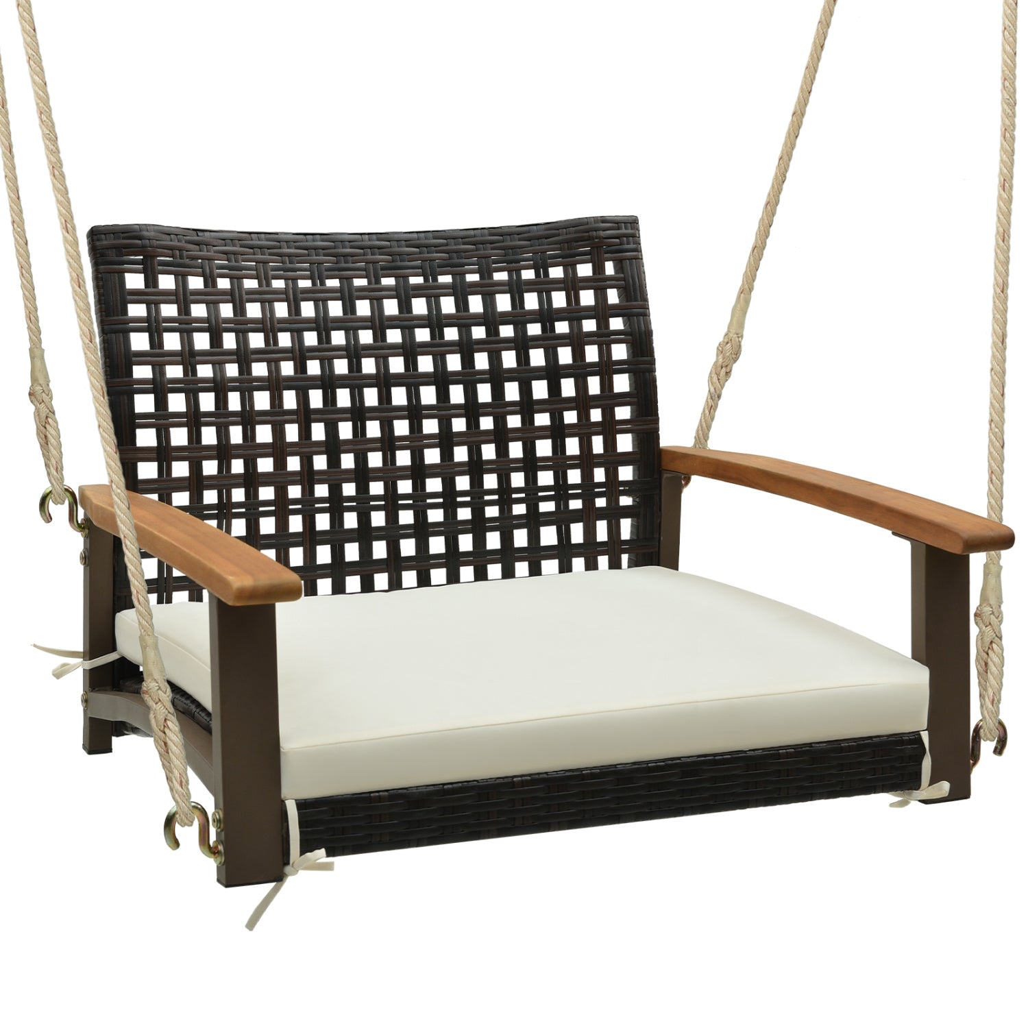 Rattan Porch Swing With Armrests Cushion, White Porch Swings at Gallery Canada