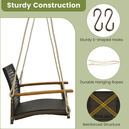 Rattan Porch Swing With Armrests Cushion, White Porch Swings at Gallery Canada
