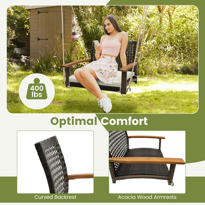 Rattan Porch Swing With Armrests Cushion, White Porch Swings at Gallery Canada