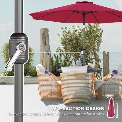 10' x 8' Round Market Umbrella, Crank Handle, Tilt, Wine Red Sun Umbrellas at Gallery Canada