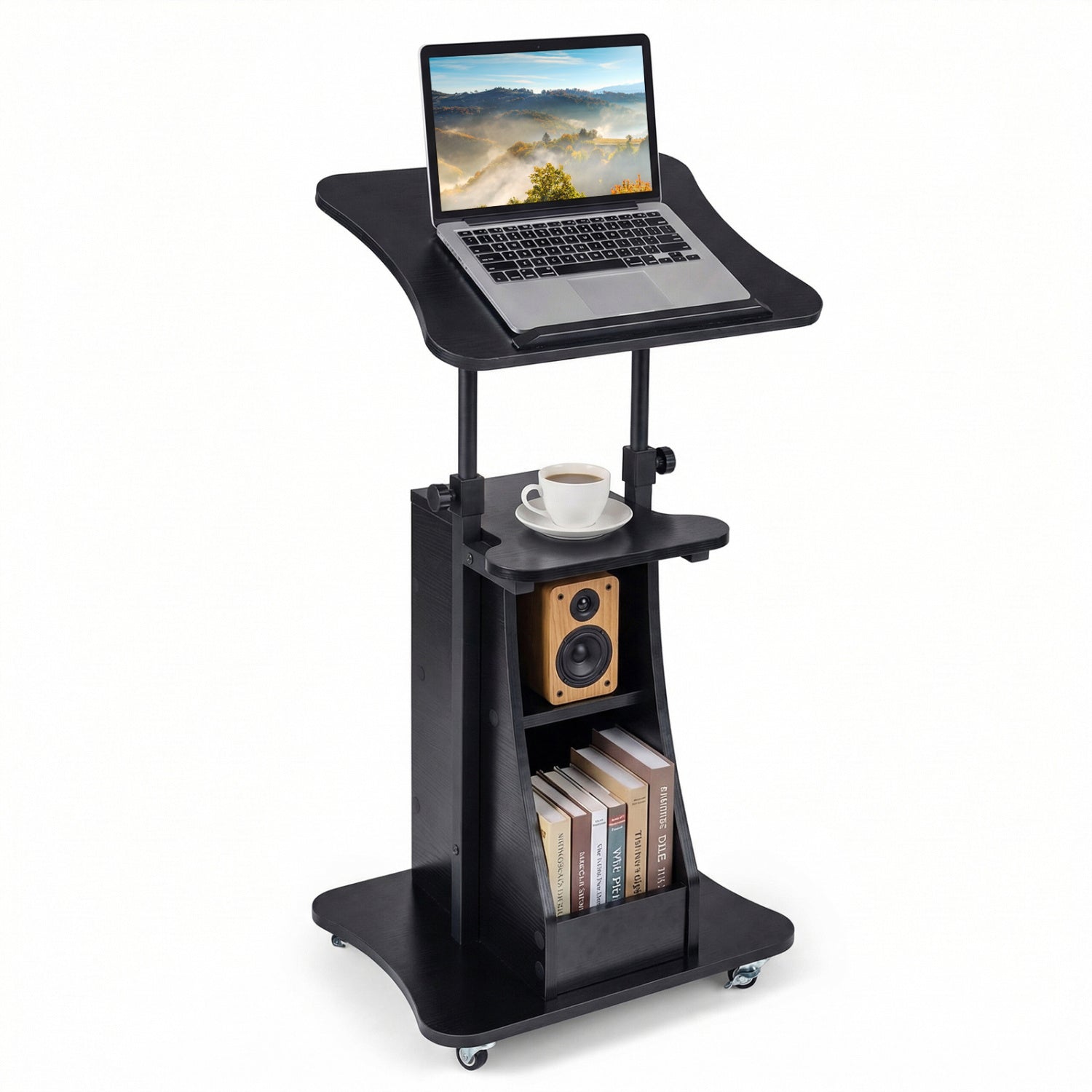 Height Adjustable Sit To Stand Laptop Desk Cart, Black Laptop Tables & Printer Stands at Gallery Canada