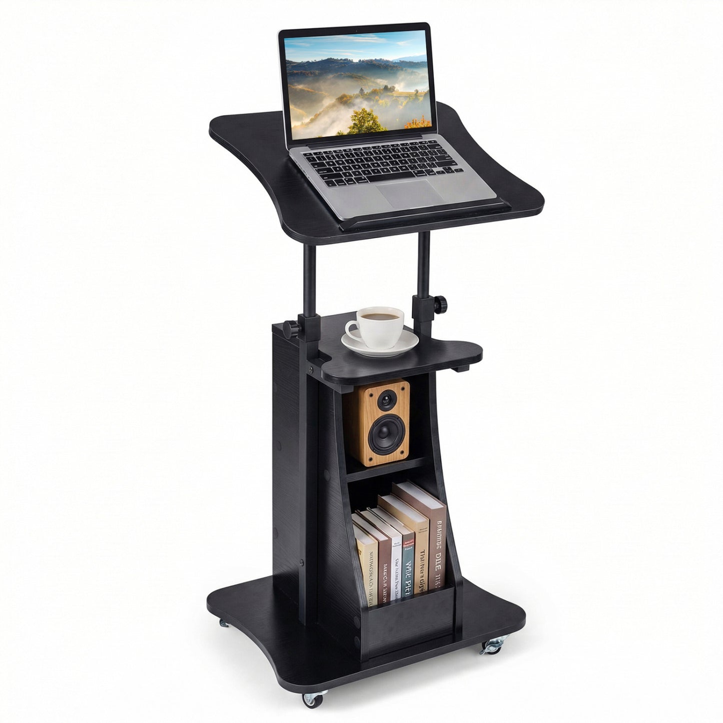 Height Adjustable Sit To Stand Laptop Desk Cart, Black Laptop Tables & Printer Stands at Gallery Canada