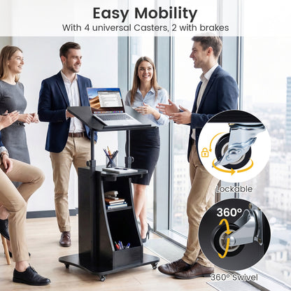 Height Adjustable Sit To Stand Laptop Desk Cart, Black Laptop Tables & Printer Stands at Gallery Canada