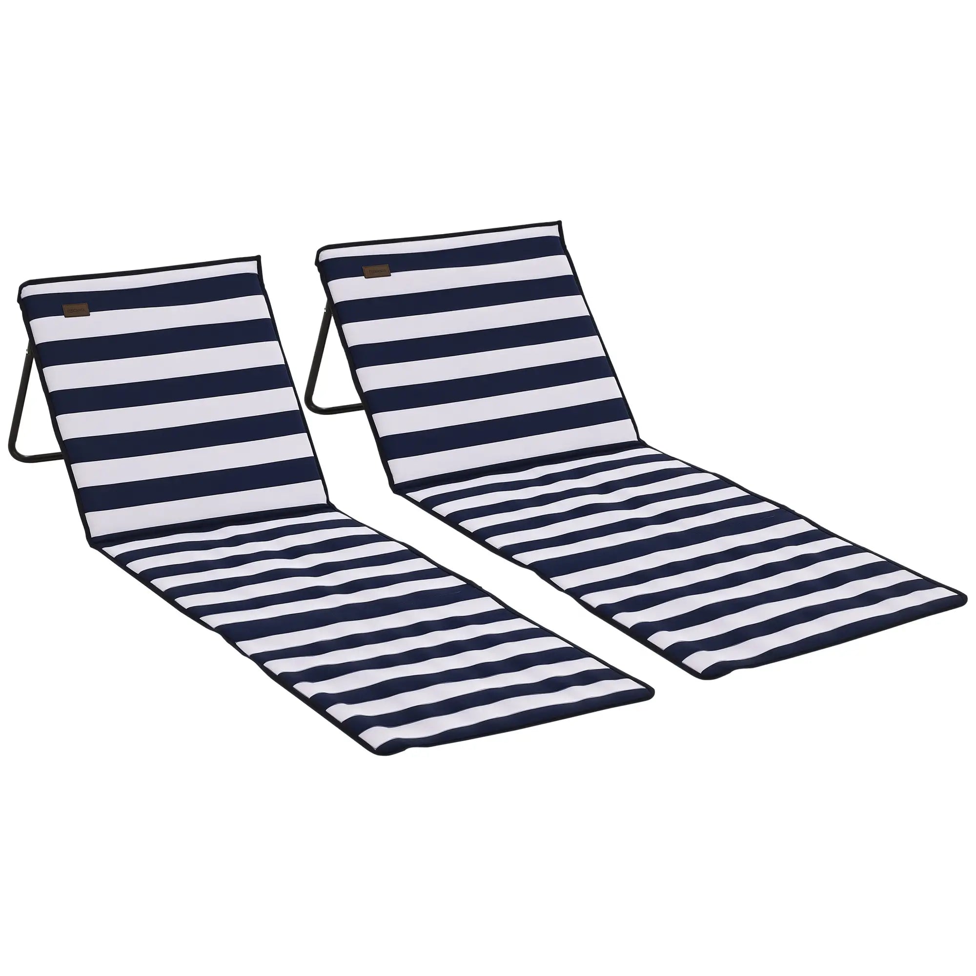Foldable Lounge Chairs Set, Adjustable Backrest, Blue White Beach Accessories at Gallery Canada