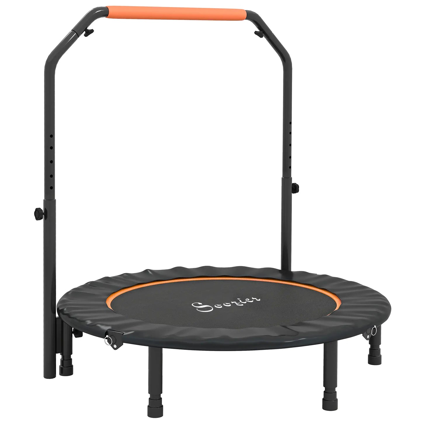 45" Foldable Mini Fitness Trampoline, Adjustable Foam Handle, Orange Trampolines Orange at Gallery Canada